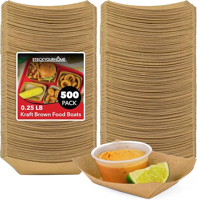 Stock Your Home Mini Disposable Brown Kraft Paper Food Trays, 0.25-Lb - Image 2