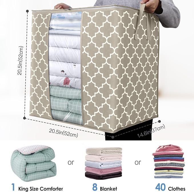 WISELIFE Storage Bags 4 Pack/100L Large Blanket Clothes Organization and - Image 3