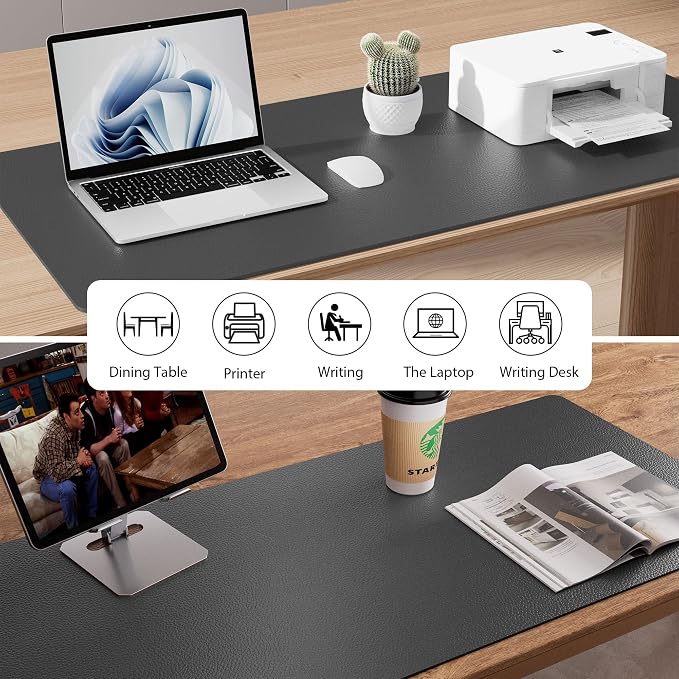 Leather Desk Pad Protector, Mouse Pad, Office Desk Mat, Non-Slip PU Leather - Image 5