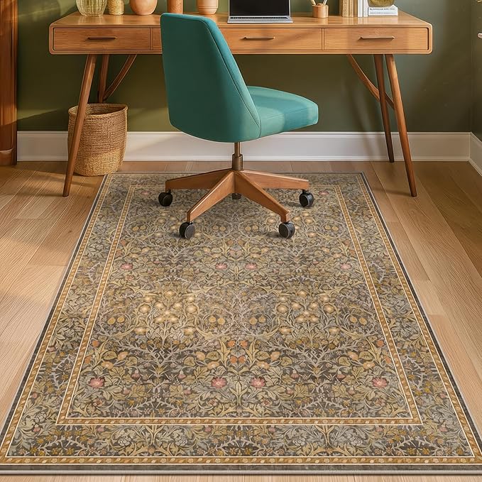 Vintage Gold Brown Office Chair Mat - Image 2