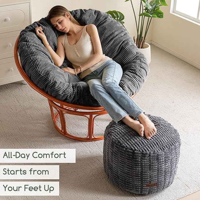 HIGOGOGO Pouf Ottoman Stuffed Round Modern Foam Filled Foot Rest Poufs - Image 4