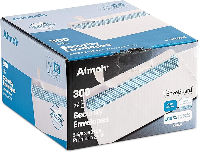 Aimoh 300#6 3/4 Security Tinted Self-Seal Envelopes - Image 2