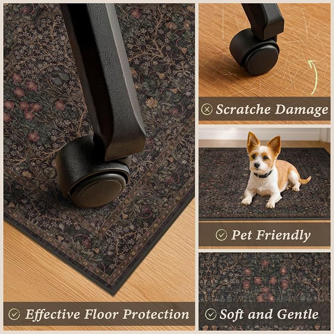 Taupe Brown Office Chair Mat for Hard Wood & Tile Floors, 48x60 Non-Slip Low - Image 4