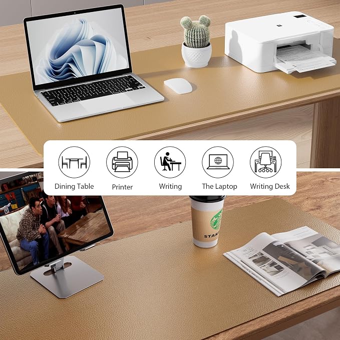 Aothia Faux Leather Desk Mat for Keyboard & Mouse | Large desk mat for keyboard - Image 7