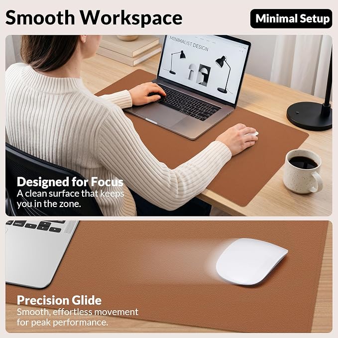 AFIING Leather Desk Mat, 23.6" x 13.8", Desk Pad Protector | Dual-Sided & PU - Image 6