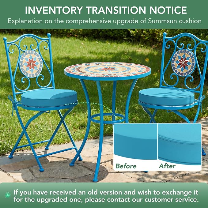 Summsun Outdoor Bistro Chair Cushions Set of 2 - Image 9