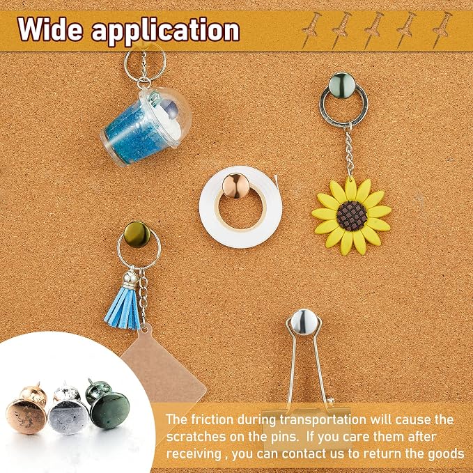 Outus 100 Pcs Giant Push Pins Large Thumb Tacks Metal Heads 1 Inch Jumbo Push - Image 5