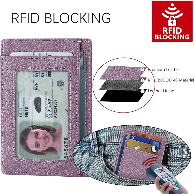 Travelambo Slim Wallet Front Pocket Minimalist Leather RFID Blocking Medium Size - Image 3