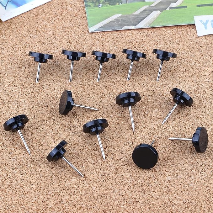 Push Pins 200-count Flat Black Thumb Tacks Steel Point and Plastic Head - Image 4