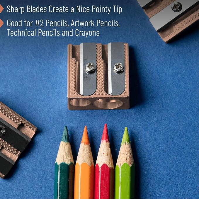 Mr. Pen- Handheld Metal Pencil Sharpener, 6 Pack | 2-Hole Dual Size, Rose Gold - Image 9