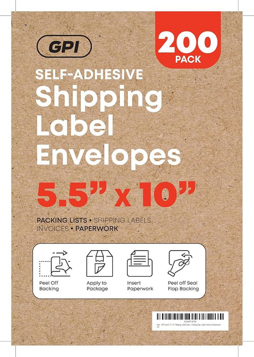 100 Count 5.5" x 10" Shipping Label Envelopes, Top Loading - Image 2