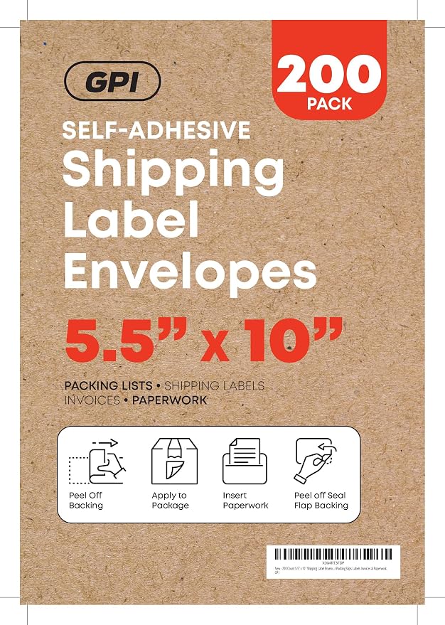 2000 Count 5.5" x 10" Shipping Label Envelopes, Top Loading - Image 2