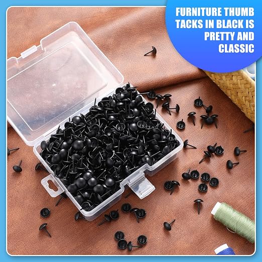 Outus 1000 Pcs Black Upholstery Tacks 7/16 Inch Decorative Furniture Tacks - Image 2
