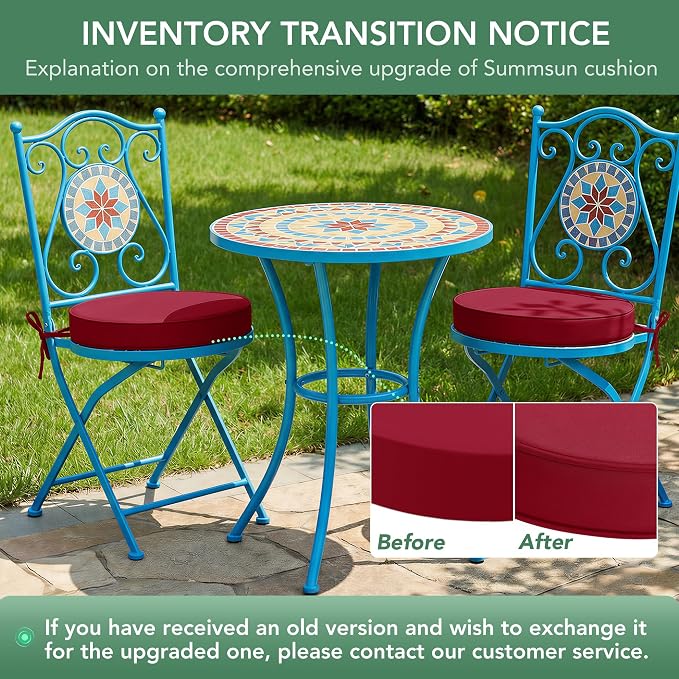 Summsun Outdoor Bistro Chair Cushions Set of 2 - Image 9