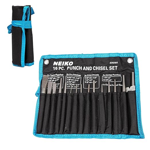 NEIKO 02626A Punch and Chisel Set | 16 Piece | Cold Chisels, Pin & Center - Image 2