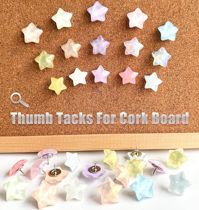 Push Pins for Walls, Star Decorative ThumbTacks for Cork Board Cute Tacks - Image 3
