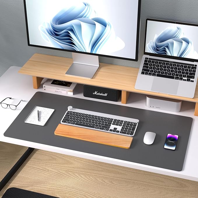 Aothia Leather Desk Pad Protector, Mouse Pad, Office Desk Mat, Non-Slip PU - Image 9