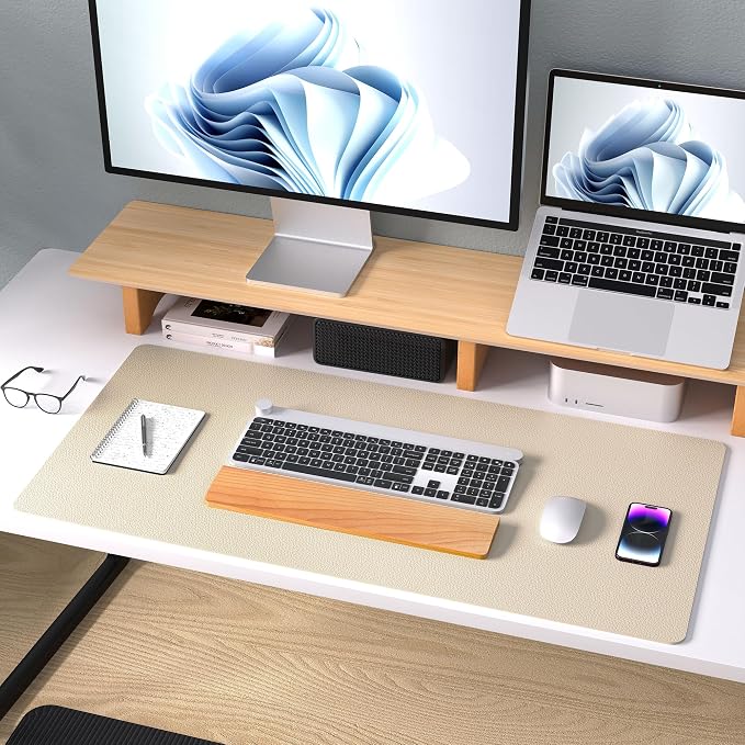 Aothia Leather Desk Pad Protector, Mouse Pad, Office Desk Mat, Non-Slip PU - Image 8
