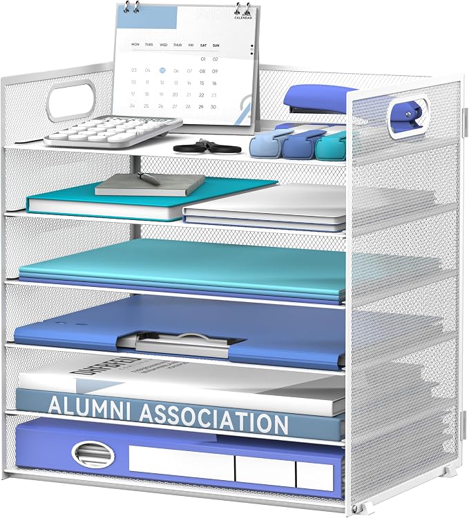 Daltack 6 Tier Paper Organizer for Desk, Paper Letter Tray Organizer for Desks by DALTACK