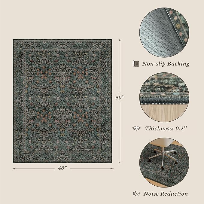 48"x60" Dark Green Office Chair Mat - Image 2