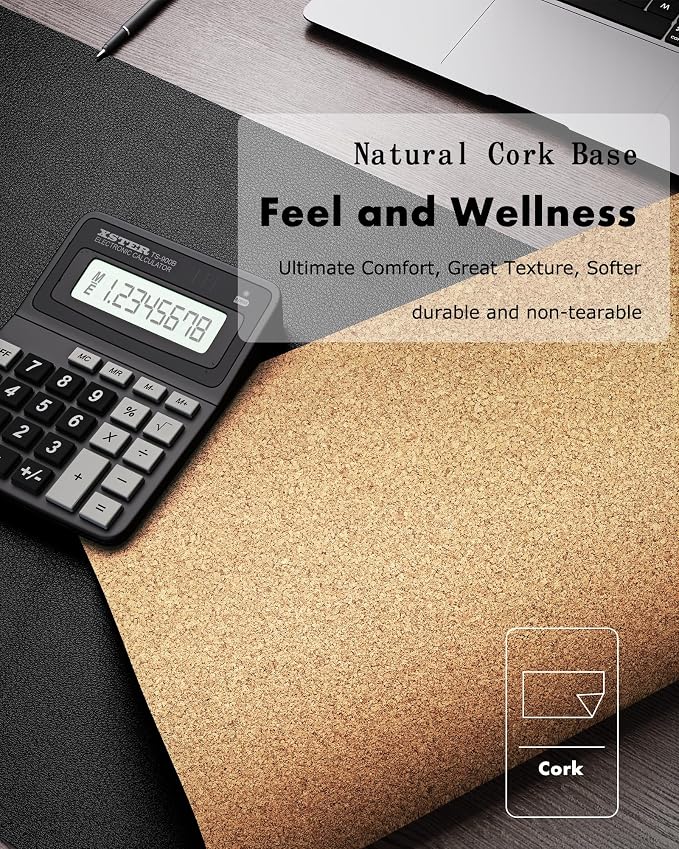 YSAGi Double-Sided Desk Pad, Leather Desk Mat, Eco Cork Desk Pad Protector - Image 3