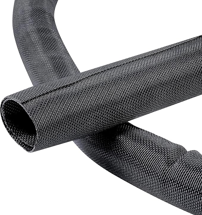 Black Braided Cable Management Sleeves Wire Loom Tubing Cord Protector by BuyUneed