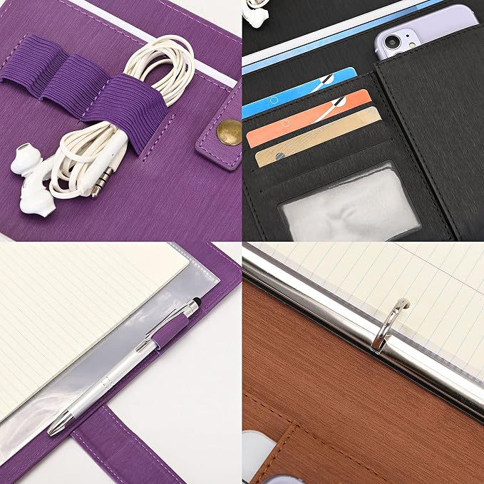 Wonderpool A4 PU Leather Portfolio Holder Ring File Document Case - Image 6