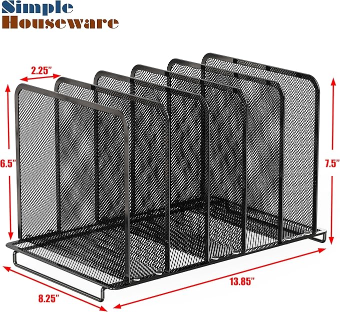Simple Houseware Expandable 5 Section Upright File Sorter Organizer - Image 6