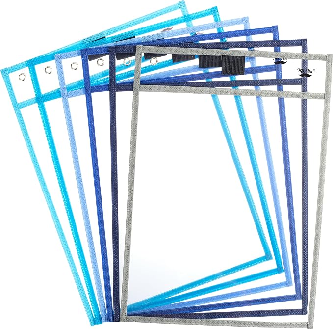 Mr. Pen- Reusable Dry Erase Pocket Sleeves, 6 Pack, Colorful | Ocean Breeze by MrPen