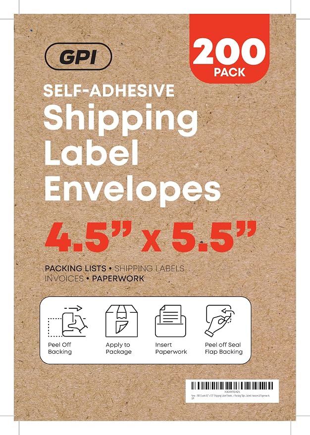 100 Count 4.5" x 5.5" Shipping Label Envelopes, Top Loading - Image 2