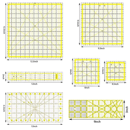 Quilting Rulers, 7 Piece Acrylic Ruler, Fabric Cutting Ruler, Sewing & Quilting - Image 2