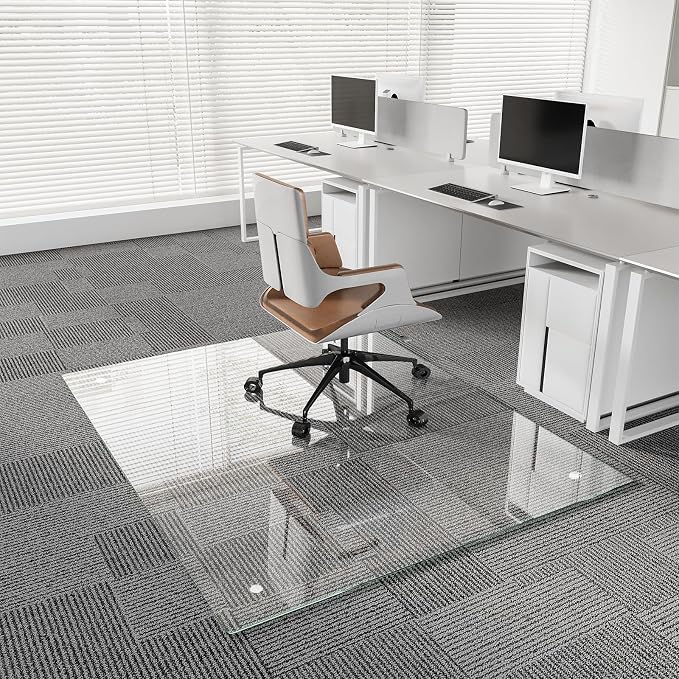 Koonmi Glass Chair Mat for Carpet, Tempered Glass 50"x65" Office Chair Mat - Image 8