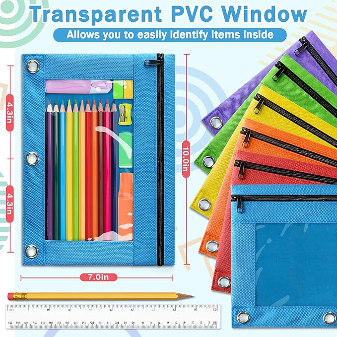Pencil Pouch for 3 Ring Binder, 48 Pack Bulk Pencil Pouches - Image 2