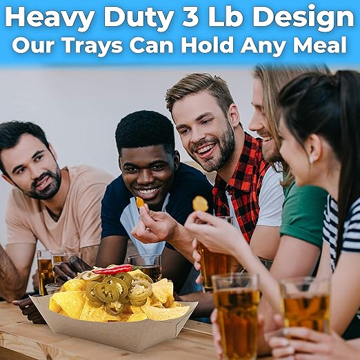 Eco Friendly USA-Made 3lb Food Holder Trays 500 Pk. Compostable Kraft Paper - Image 4