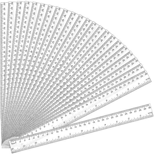 32 Pack Clear Plastic Ruler 12 Inch, Rulers Bulk by UranusNo1