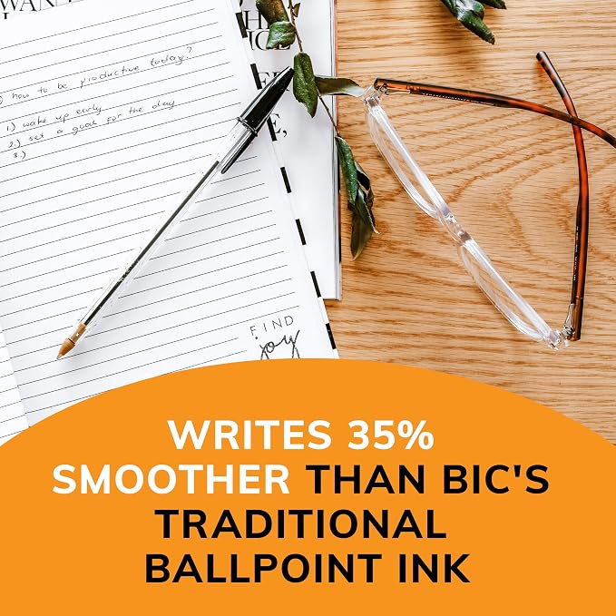 BIC Cristal Xtra Smooth Black Ballpoint Pens, Medium Point, 12-Count Pack - Image 2