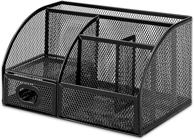 Amazon Basics Mesh Pen Holder and Desktop Desk Organizer, Office Caddy Storage - Image 2