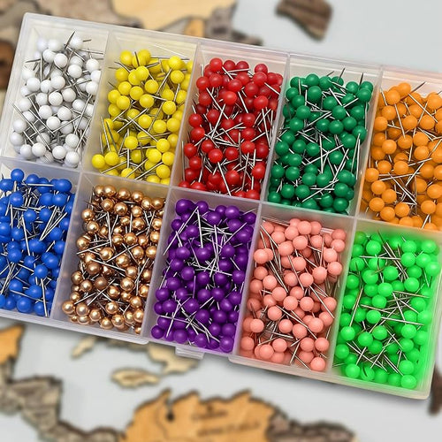 1200 Pcs Multi-Color Push Pins for Travel Map, 1/8" Small Durable Map Tacks by Unknown