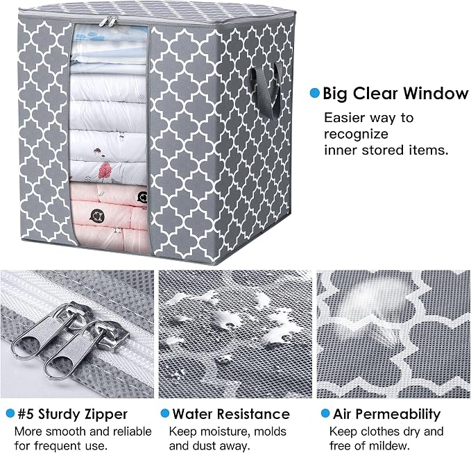 WISELIFE Storage Bags 4 Pack/100L Large Blanket Clothes Organization and - Image 4
