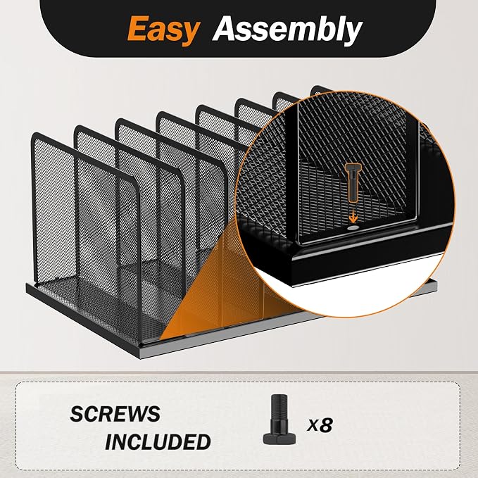 Kuntine.B Desk File Organizer Upright Mesh Desktop Organizer File Sorter Office - Image 4