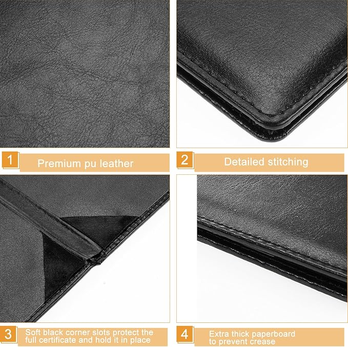 Tenare 50 Pcs Black Leather Certificate Holder 8.5 x 11 PU Phd Bachelor Master - Image 4