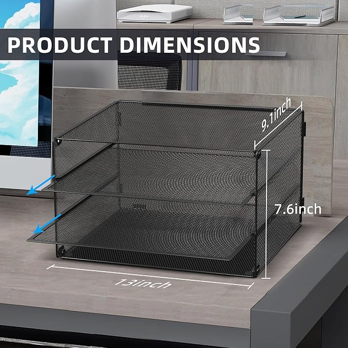 DALTACK 3 Tier Letter Tray Paper Organizer - Image 2