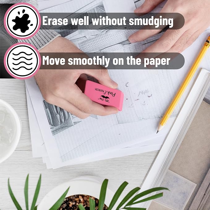 Mr. Pen- Pink Pencil Eraser Bulk, 48 Pack | Large Latex Free Block Erasers - Image 4