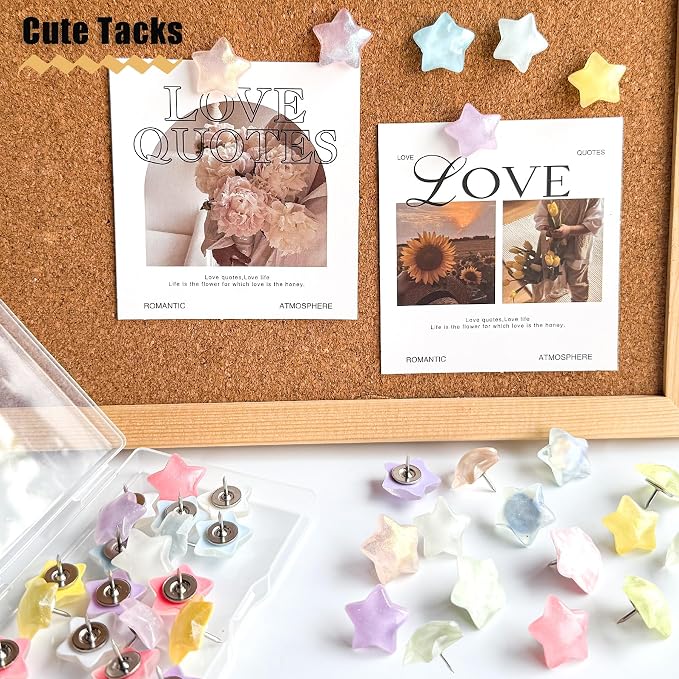 Thumb Tacks for Walls, Decorative Push Pins and Tacks for Bulletin Board - Image 2