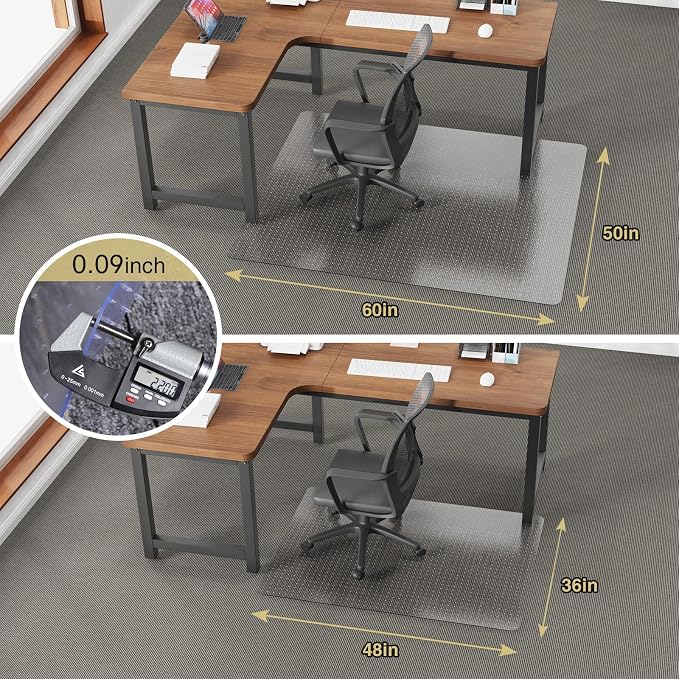 36”x 48” Carpet Floor Mat for Office Chair, HeavyDuty Chair Mats for Carpeted - Image 6
