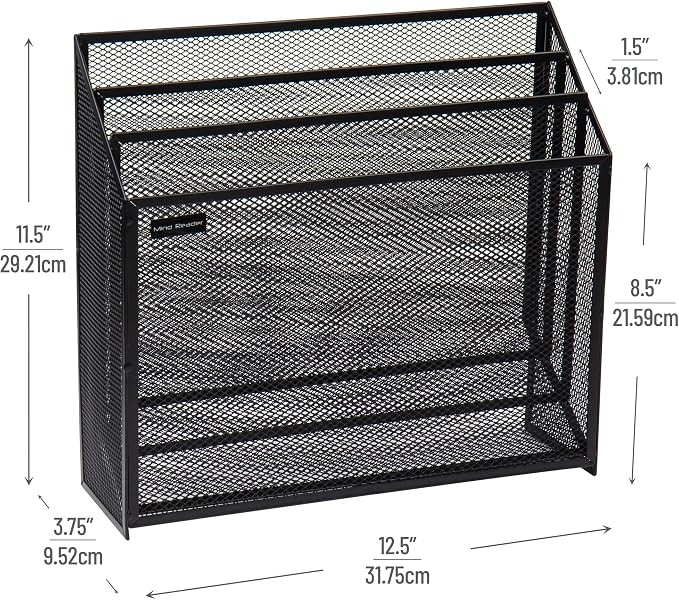 Mind Reader Vertical File Storage, Desktop Organizer, Metal Mesh, 12.5"L x - Image 3