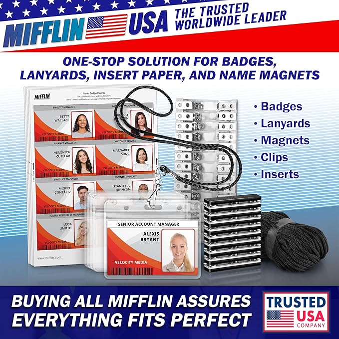 Mifflin-USA Plastic Waterproof ID Badge Holders, Vertical Hanging Name Card - Image 8
