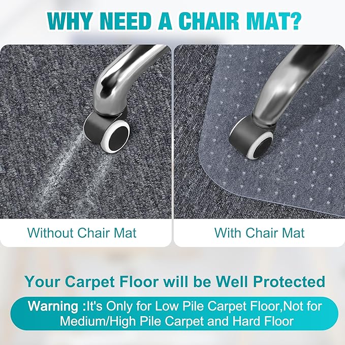 2 Pack Office Chair Mat for Carpets, Thick and Sturdy Carpet Protector - Image 2
