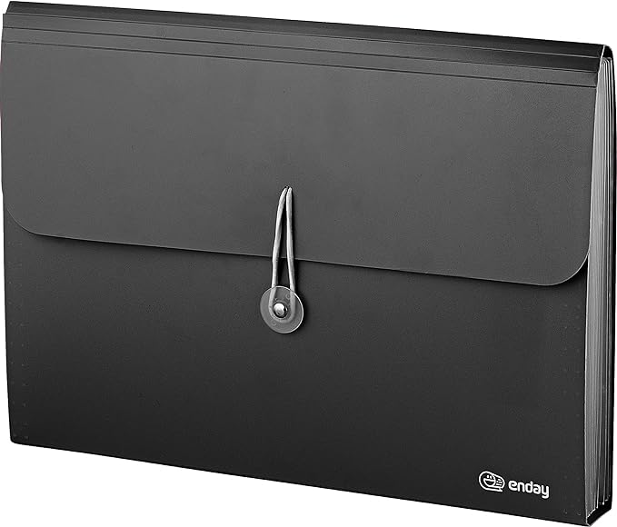 Accordion File Organizer Black, 7 Pocket Expanding File and Cover Folder by Enday