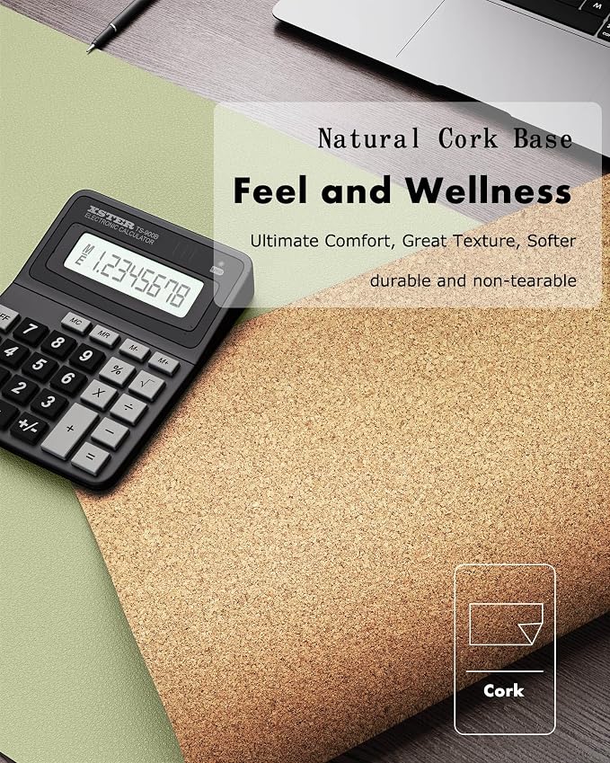 YSAGi Double-Sided Desk Pad, 23.6"x13.7" Leather Desk Mat, Eco Cork Desk Pad - Image 3
